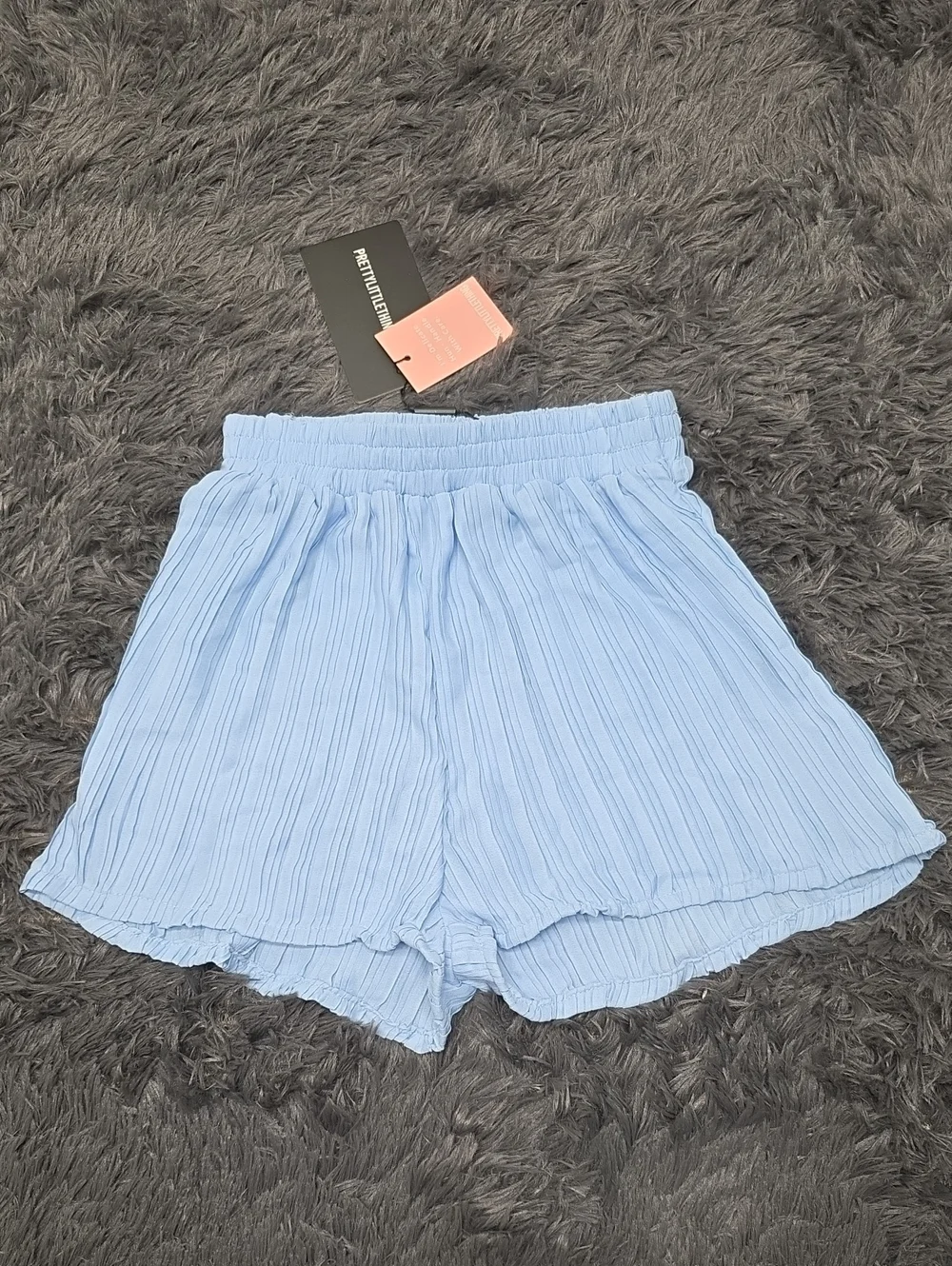 PrettyLittleThing-  Pale Blue Chiffon High Waist Shorts. Size 0. NWT